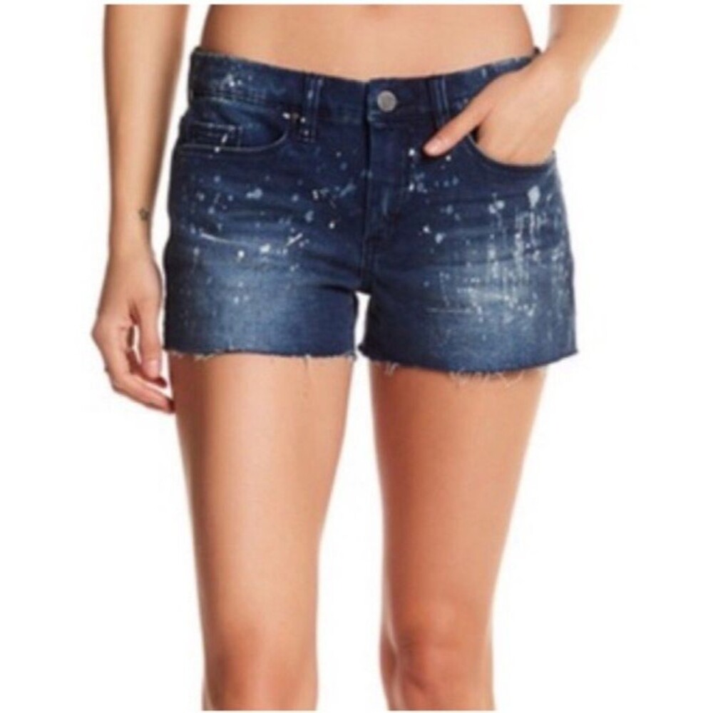 Blank‎ NYC Women's 24 Little Queenie Splatter Dark Wash Denim Cut Off Shorts
